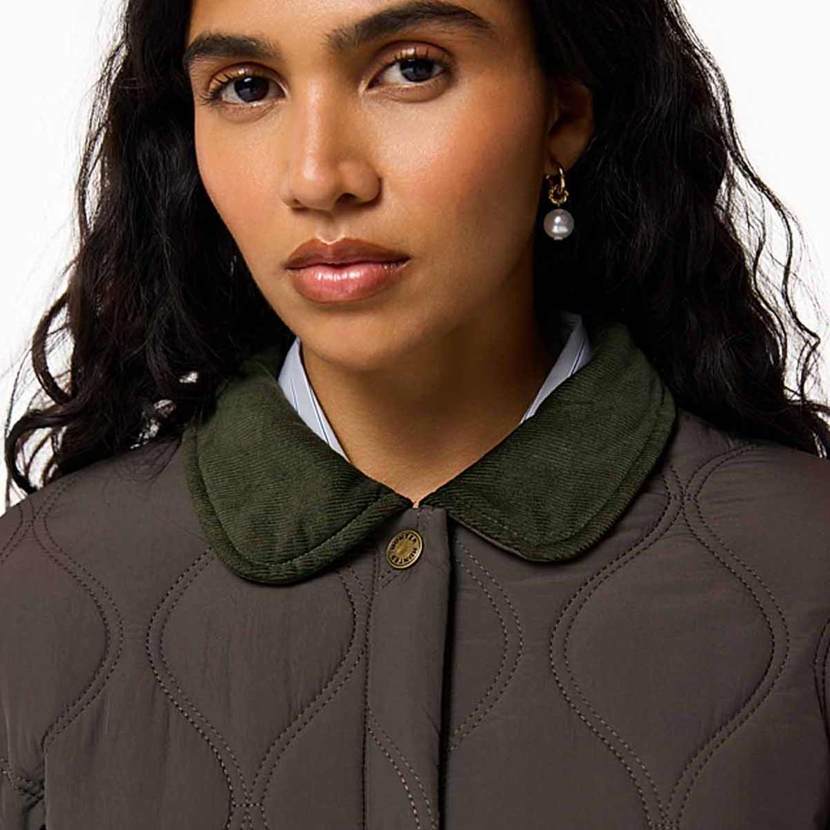 Hunter Womens Witton Quilted Shacket - Chocolate Brown