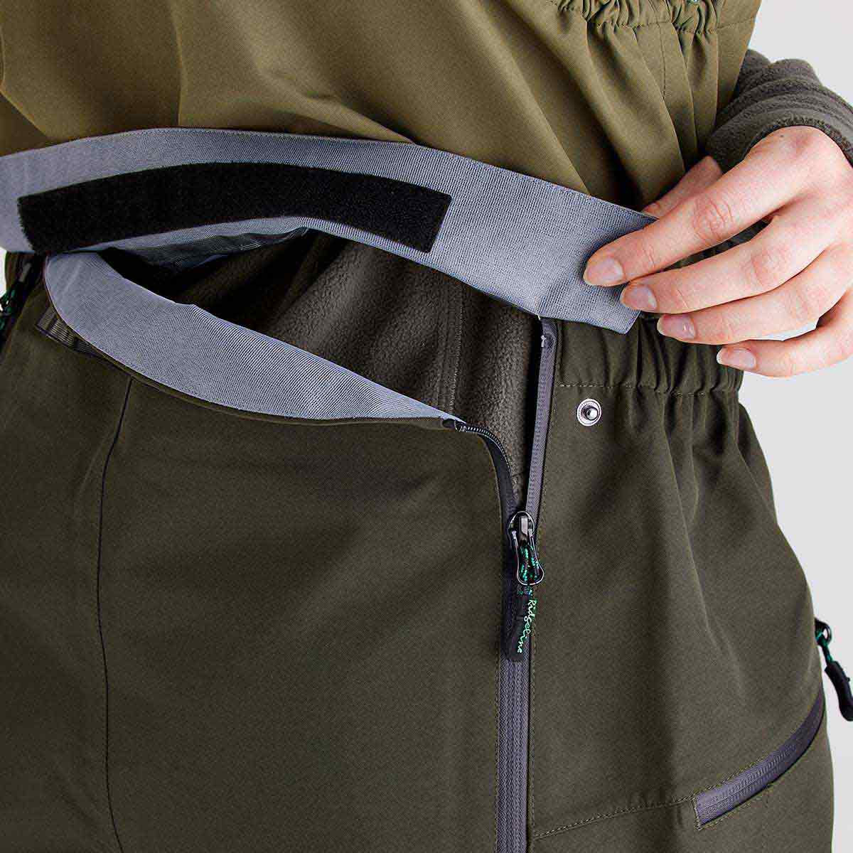 Ridgeline Women's Agri Pro 3L Bib & Brace - Deep Forest - Side Zip
