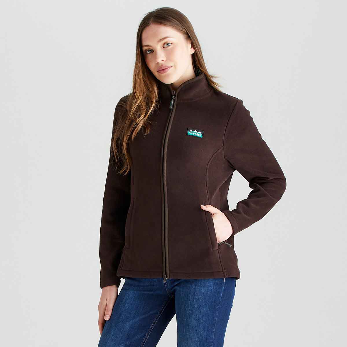 Ridgeline Women's Brenna Fleece Jacket - Deep Bark - On Model