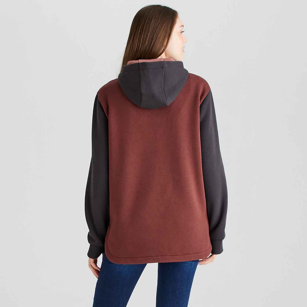 Ridgeline Women's Tribe Hoodie - Oxblood Trcolour - On Model Rear