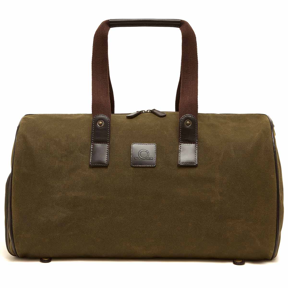 Chatham Waxed Canvas Duffel Bag & Suit Carrier - Green/Dark Brown - Transform
