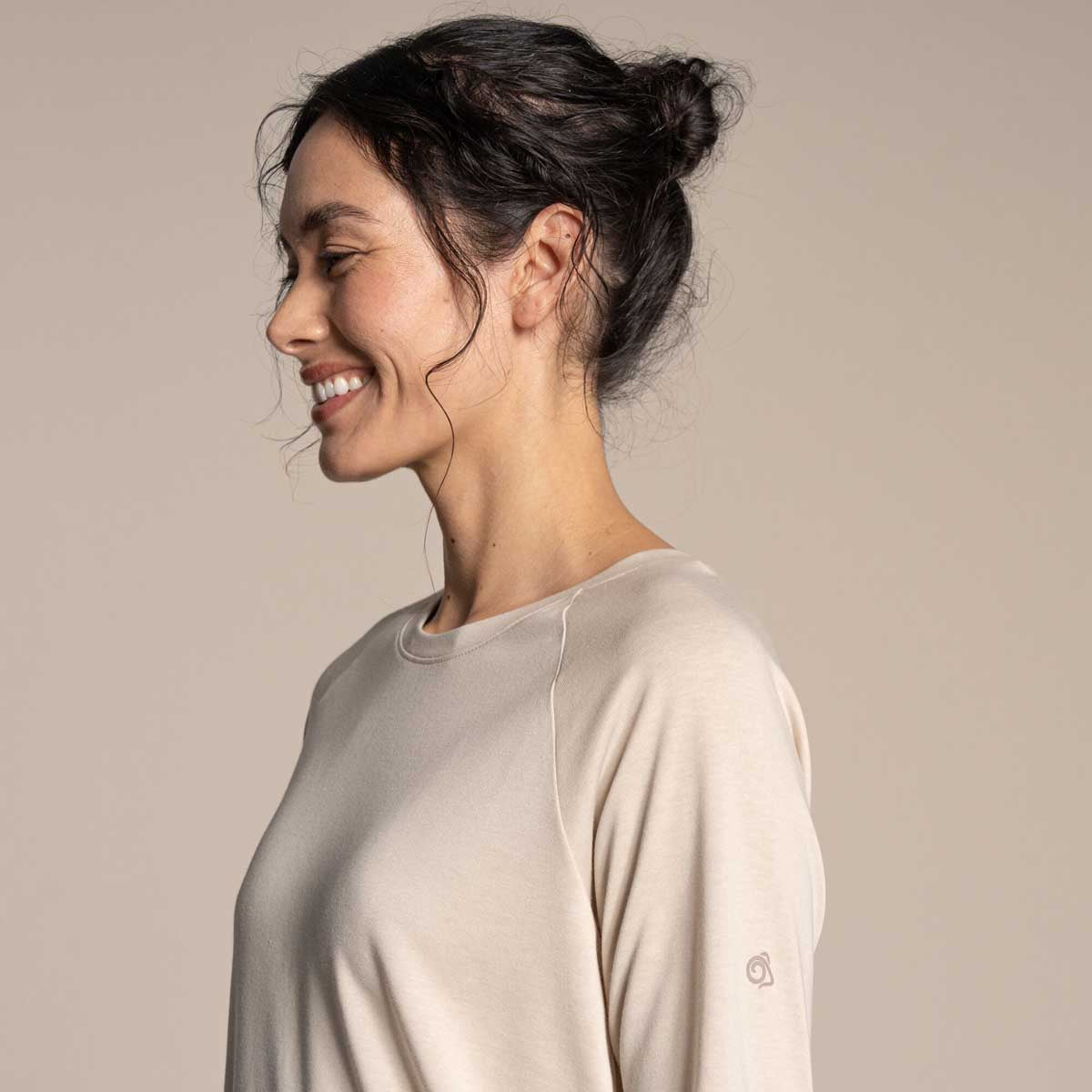 Craghoppers NosiLife Nour Women's Long Sleeved T-Shirt - Oyster Marl - Detail