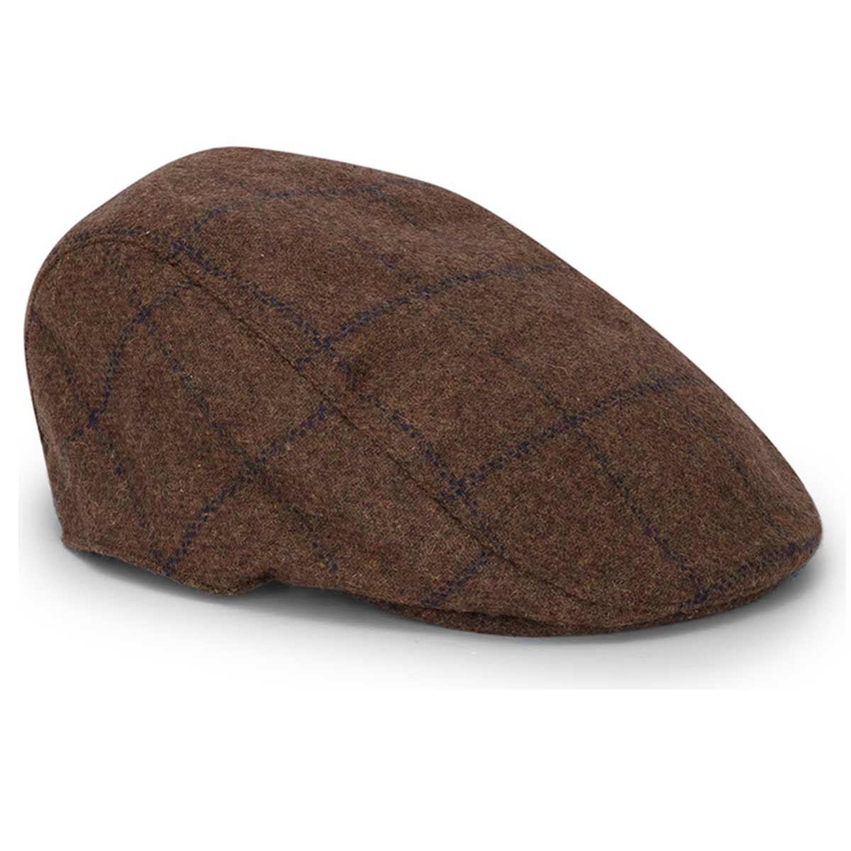 Hoggs of Fife Windowpane waterproof Tweed Hat - Brown/Navy - Mens