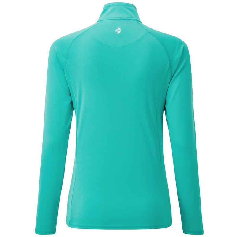 Gill Women's UV Tec Long Sleeve Zip Tee - Turquoise - Rear