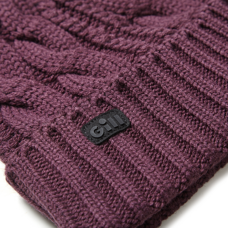 Gill Cable Knit Beanie - Fig - Detail