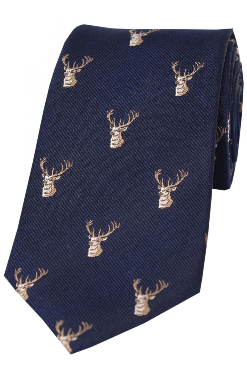 Soprano Stags Heads on Country Silk Tie 