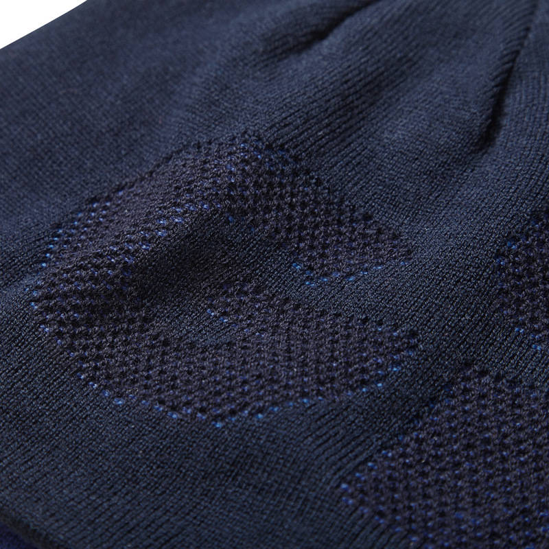 Gill Reversible Knit Beanie - Blue/Navy - Detail Jacquard