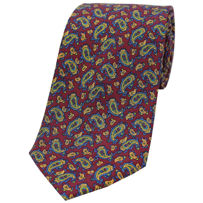 Soprano Vintage Paisley Silk Ties - Smaller Motif Wine