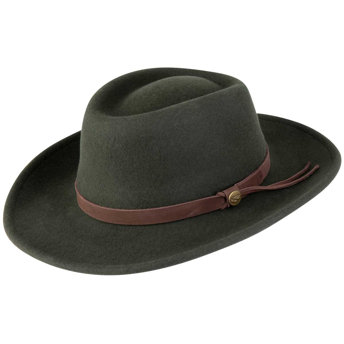 Hoggs Of Fife Perth Crushable Felt Hat - Olive