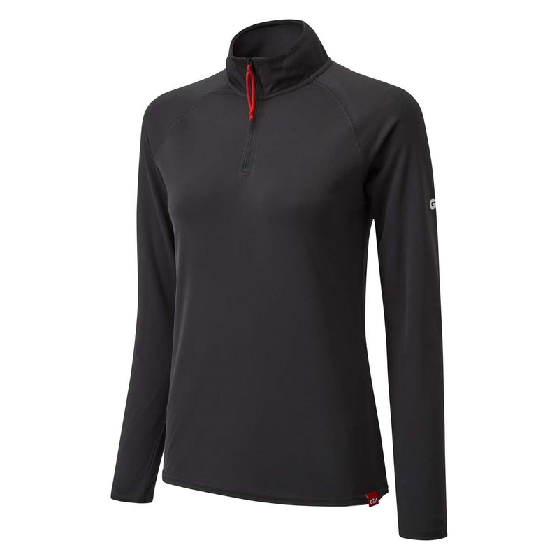 Gill Women's UV Tec Long Sleeve Zip Tee - Charcoal
