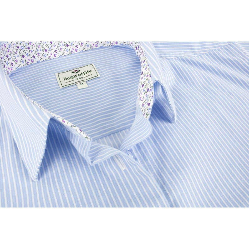 Hoggs of Fife Bonnie II Ladies Cotton Shirt - Light Blue Stripe