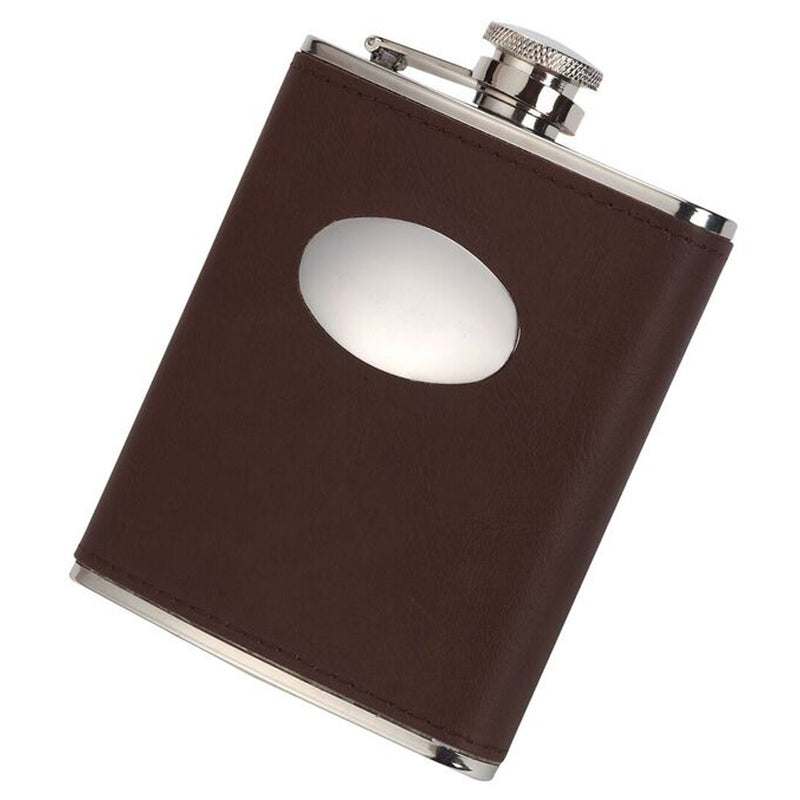Brown Leather 6oz Hip Flask by David Nickerson