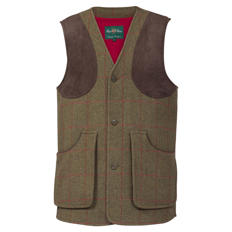 Alan Paine Combrook Mens Tweed Waistcoat Sage