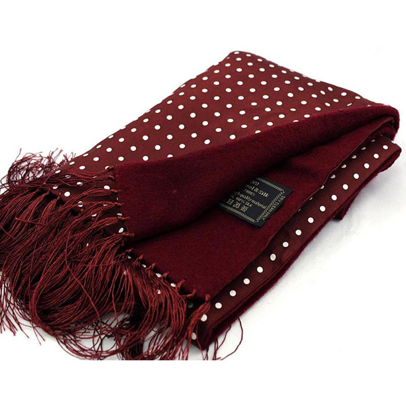 Soprano Luxury Printed Silk & Lambswool Scarves - Wine Spotted