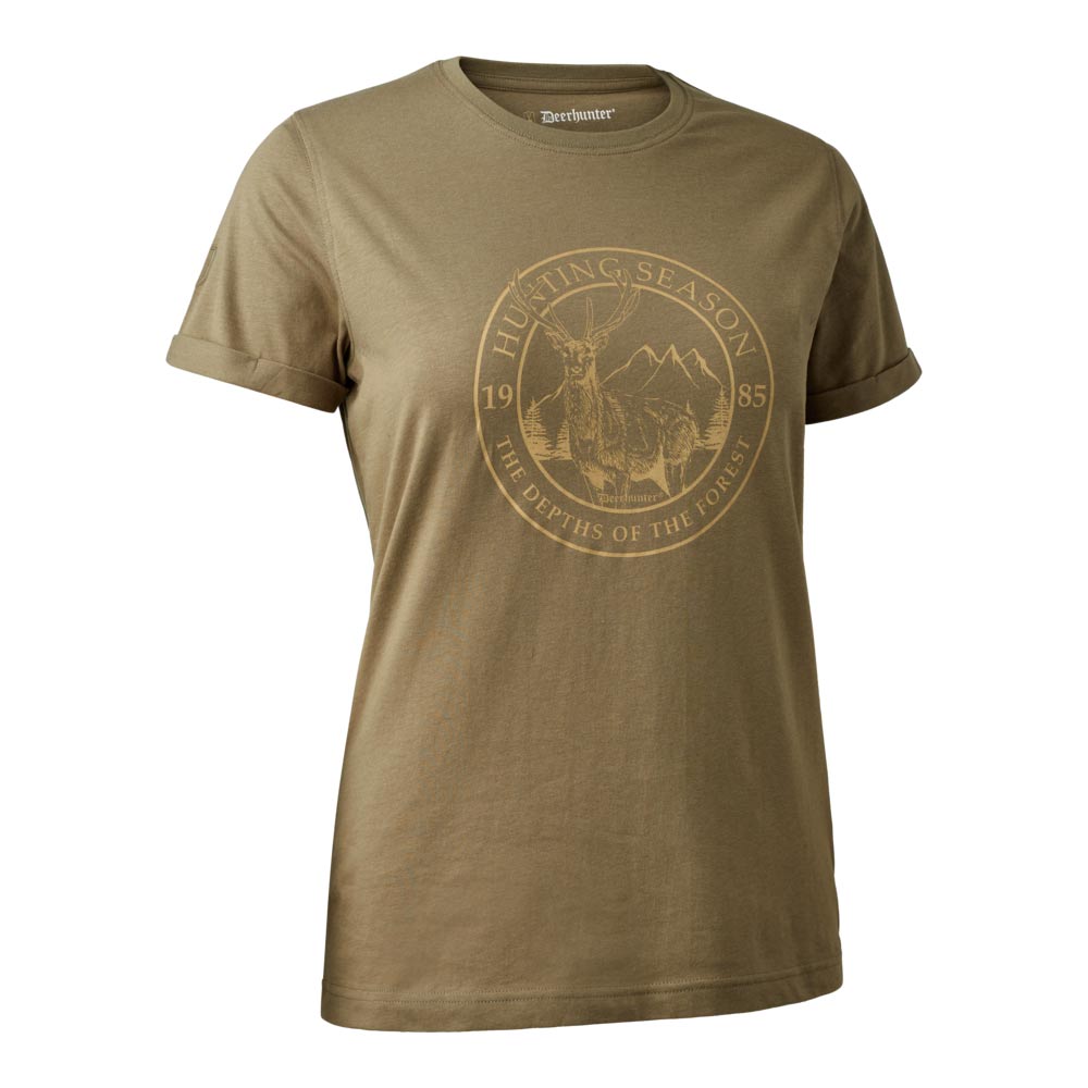 Deerhunter 2-Pack Men's Cotton T-Shirts - Green & Brown, Round Neck With Shield Logo