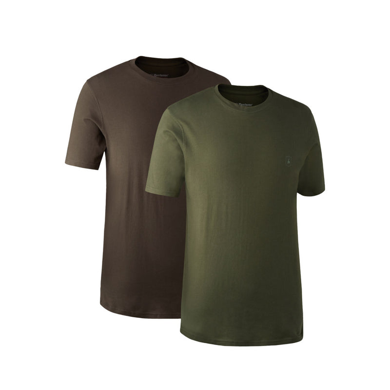 Deerhunter T-Shirt 2-Pack Green & Brown Leaf 