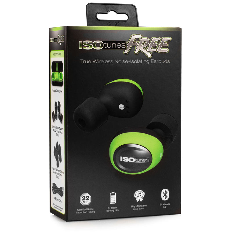 ISOtunes Free True Wireless Ear Defenders Green