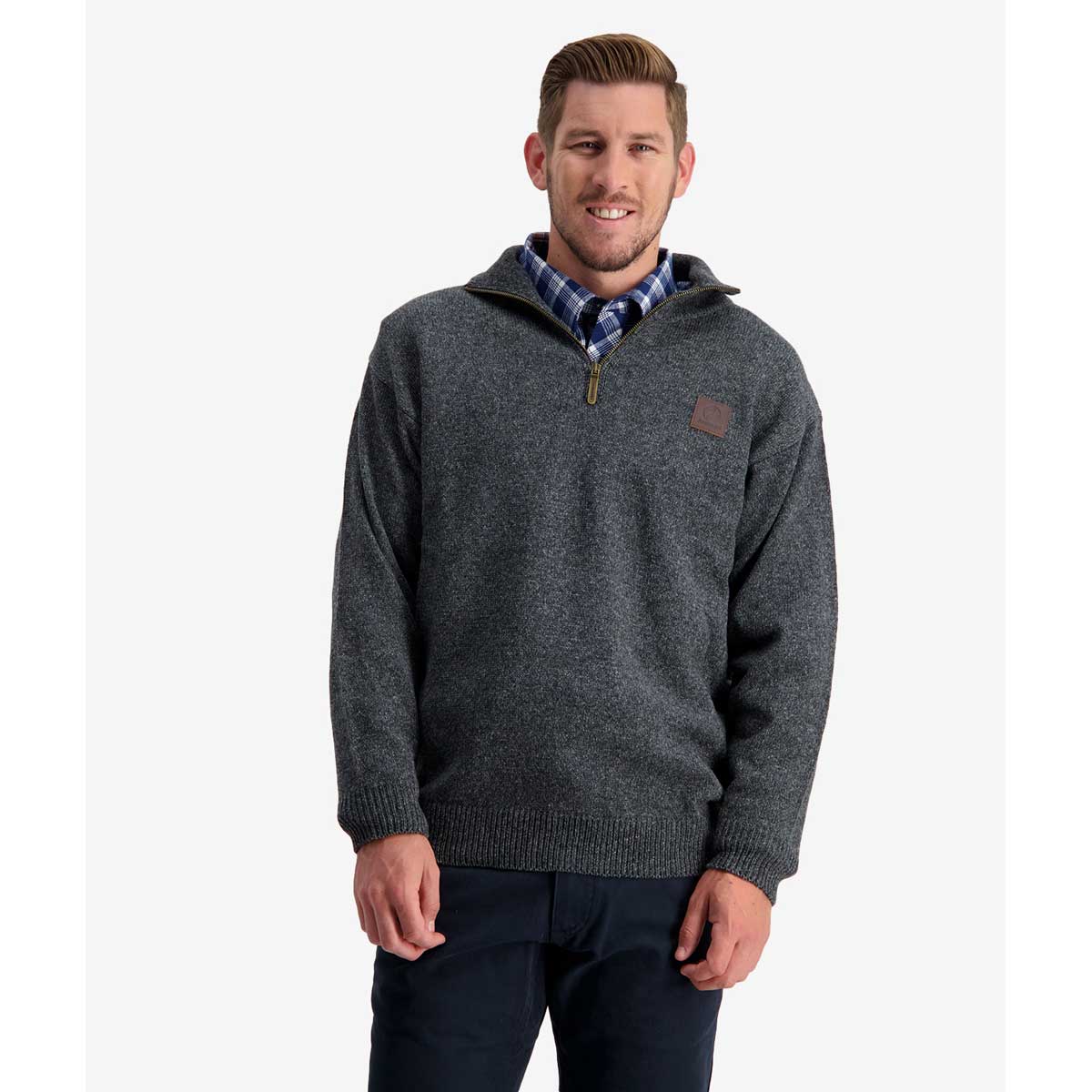 Swanndri Marina Men's 3/4 Zip Men's Sweater - Charcoal Marl
