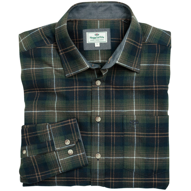Hoggs of Fife Pitmedden LS Flannel Check Shirt - Green
