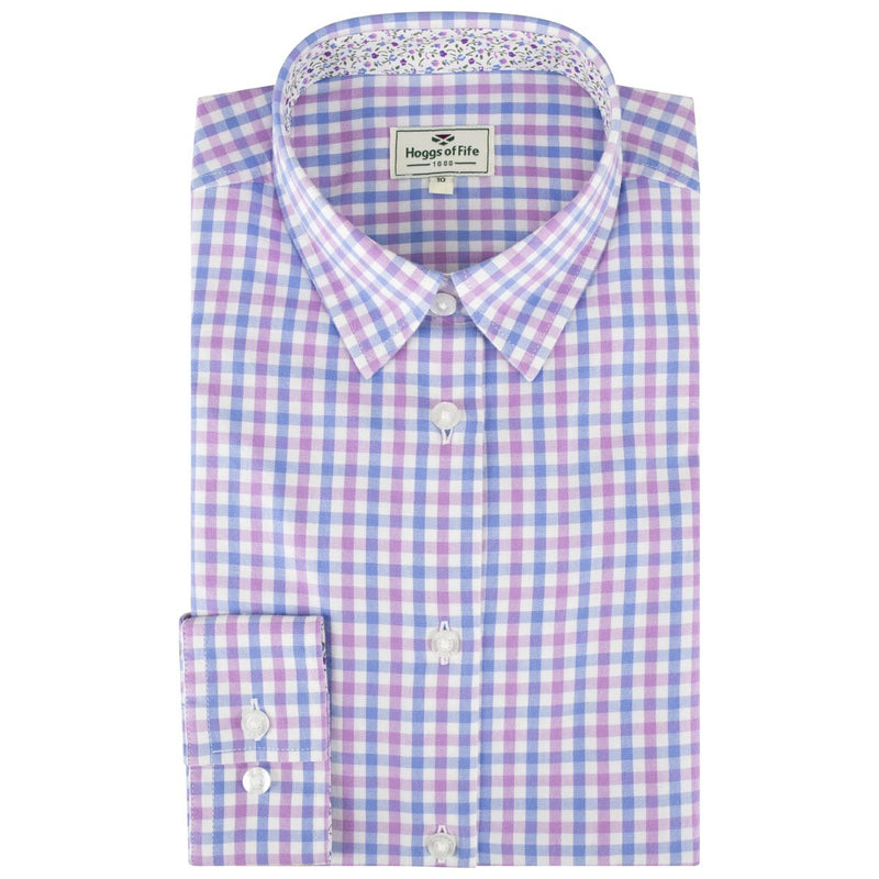 Hoggs of Fife Becky II Ladies Cotton Shirt - Blue-Pink